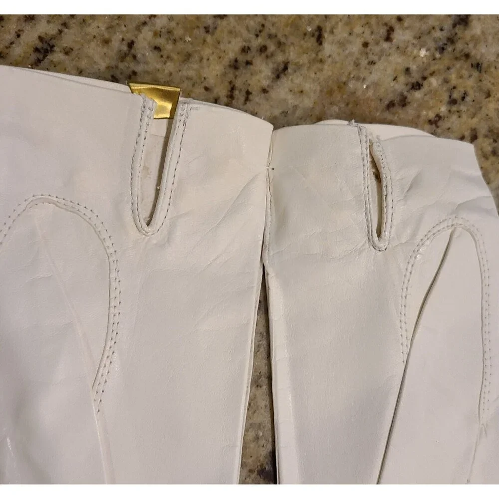 New! Vintage Size M 7 White Leather Formal 8.5